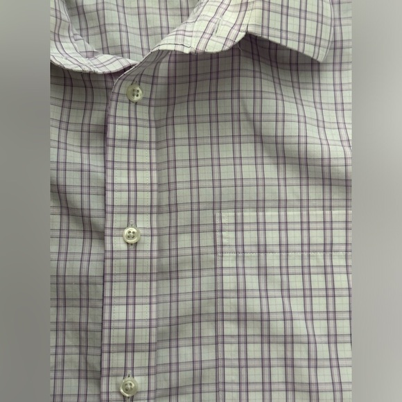 π NORDSTROM Men's Shop Non-Iron Dress Shirt - Purple Plaid (Size 16 Trim Fit)π - Picture 10 of 12
